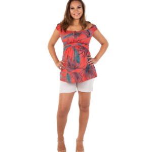 Bata Viscose Estampada Vermelha