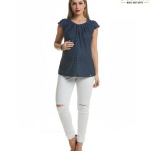 Blusa com Pregas Amamentação Poá