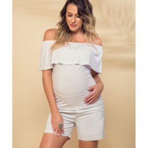 Blusa Ombro a Ombro Amamentação Canelada