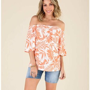 Blusa Ombro à Ombro com Franzido no Busto