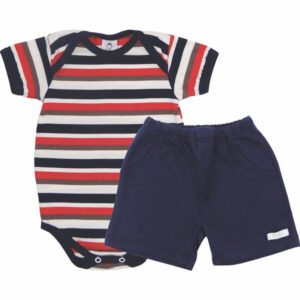Conjunto Body Listrado e Shorts