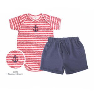 Conjunto Body Listrado Vermelho