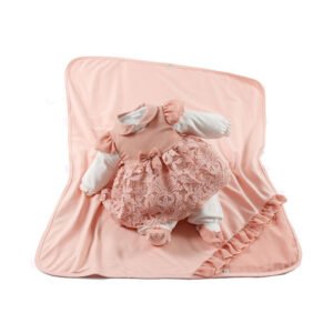 Kit Maternidade Manta/Vestido/Macacão Julia Rosa