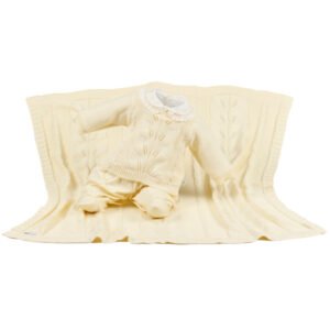 Kit Maternidade Tricot Manta e Macacão Alícia Amarelo