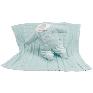 Kit Maternidade Tricot Manta e Macacão Alícia Verde