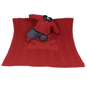 Kit Maternidade Tricot Manta e Macacão Enzo Vermelho