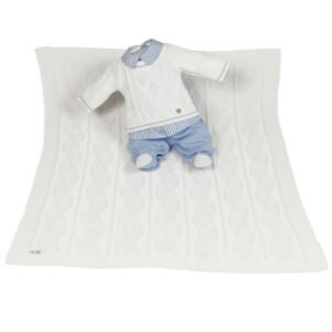 Kit Maternidade Tricot Manta e Macacão Gustavo Azul