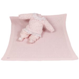 Kit Maternidade Tricot Manta e Macacão Isabely Rosa