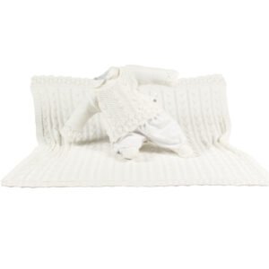 Kit Maternidade Tricot Manta e Macacão Joana Off White