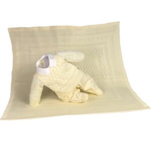 Kit Maternidade Tricot Manta e Macacão Joquim Amarelo