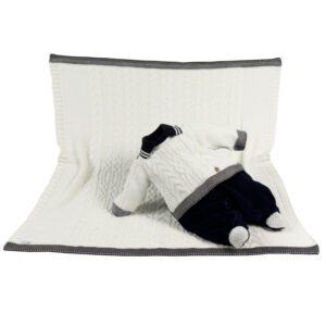 Kit Maternidade Tricot Manta e Macacão Julio Off White