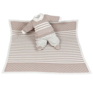 Kit Maternidade Tricot Manta e Macacão Lucas Caqui