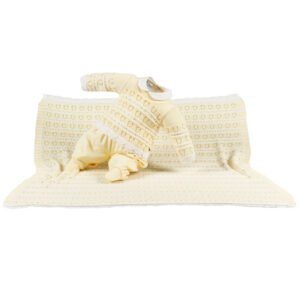 Kit Maternidade Tricot Manta e Macacão Maria Amarelo