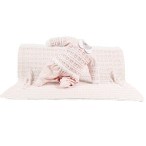 Kit Maternidade Tricot Manta e Macacão Maria Rosa