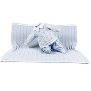 Kit Maternidade Tricot Manta e Macacão Miguel Azul