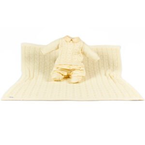 Kit Maternidade Tricot Manta e Macacão Miguel Amarelo