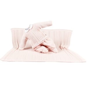 Kit Maternidade Tricot Manta e Macacão Valentina Rosa