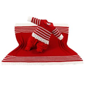 Kit Maternidade Tricot Manta/Macacão Isadora Vermelho