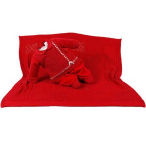 Kit Maternidade Tricot Manta/Macacão Letícia Vermelho