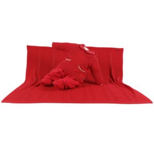 Kit Maternidade Tricot Manta/Macacão Liz Vermelho