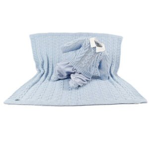 Kit Maternidade Tricot Manta/Macacão Pedro Azul