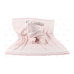 Kit Maternidade Tricot Manta/Macacão Sophia Rosa