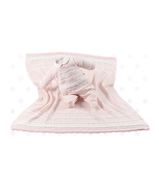 Kit Maternidade Tricot Manta/Macacão Sophia Rosa