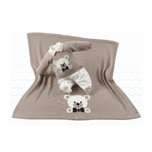 Kit Maternidade Tricot Manta/Macacão Urso