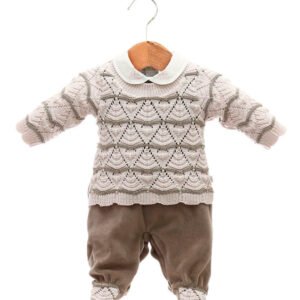Macacão Tricot Heloísa Rosa com Marrom