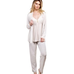Pijama 3 Peças Listra Mescla