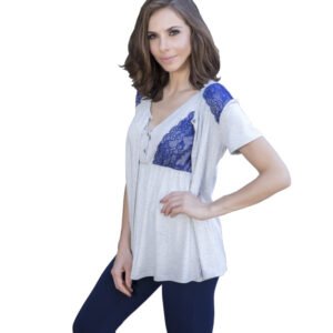 Pijama 3 Peças Renda Azul