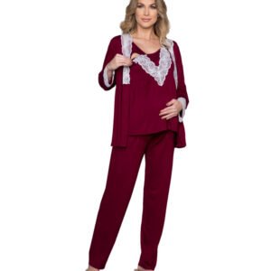 Pijama Regata Amamentação e Casaqueto Vinho