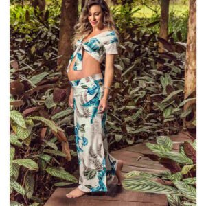 Saia Longa de Malha Estampada