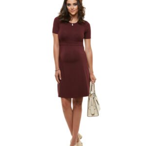 Vestido Curto Nervuras Bordô
