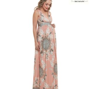 Vestido Longo Decote Drape Medalhão