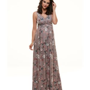 Vestido Longo Decote Drape Set Flowers