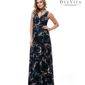 Vestido Longo Decote Drapeado Just Fly
