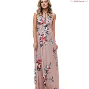 Vestido Longo Decote Drapeado Rich Buque