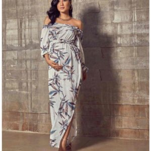 Vestido Longo Manga Longa Ombro a Ombro
