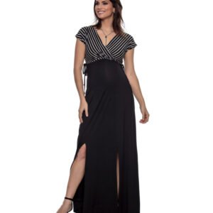 Vestido Busto Transpassado Listrado